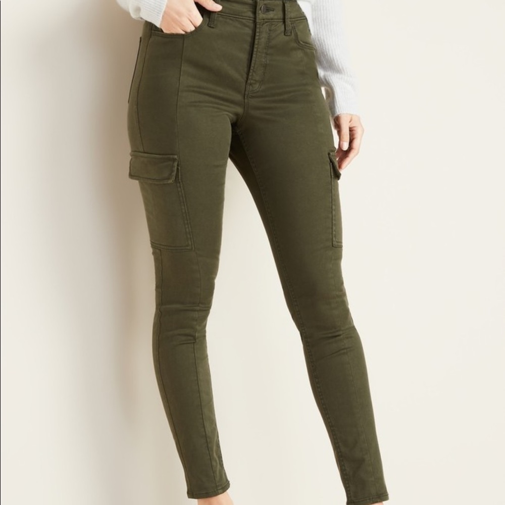 Green Cargo pockets Ankle Skinny Denim Jean Size 6